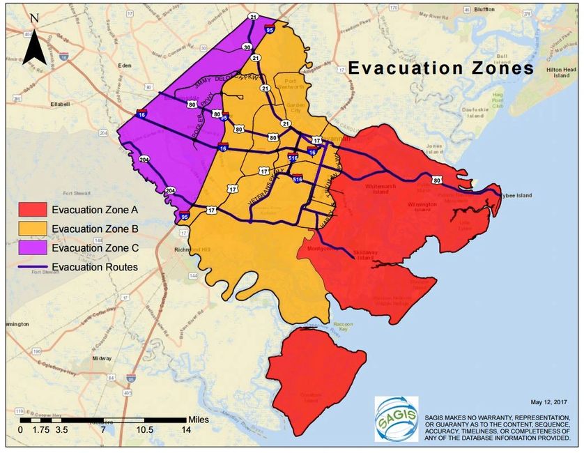 Evacuation Zones Chatham County Hurricane Information For Savannah Ga 2159